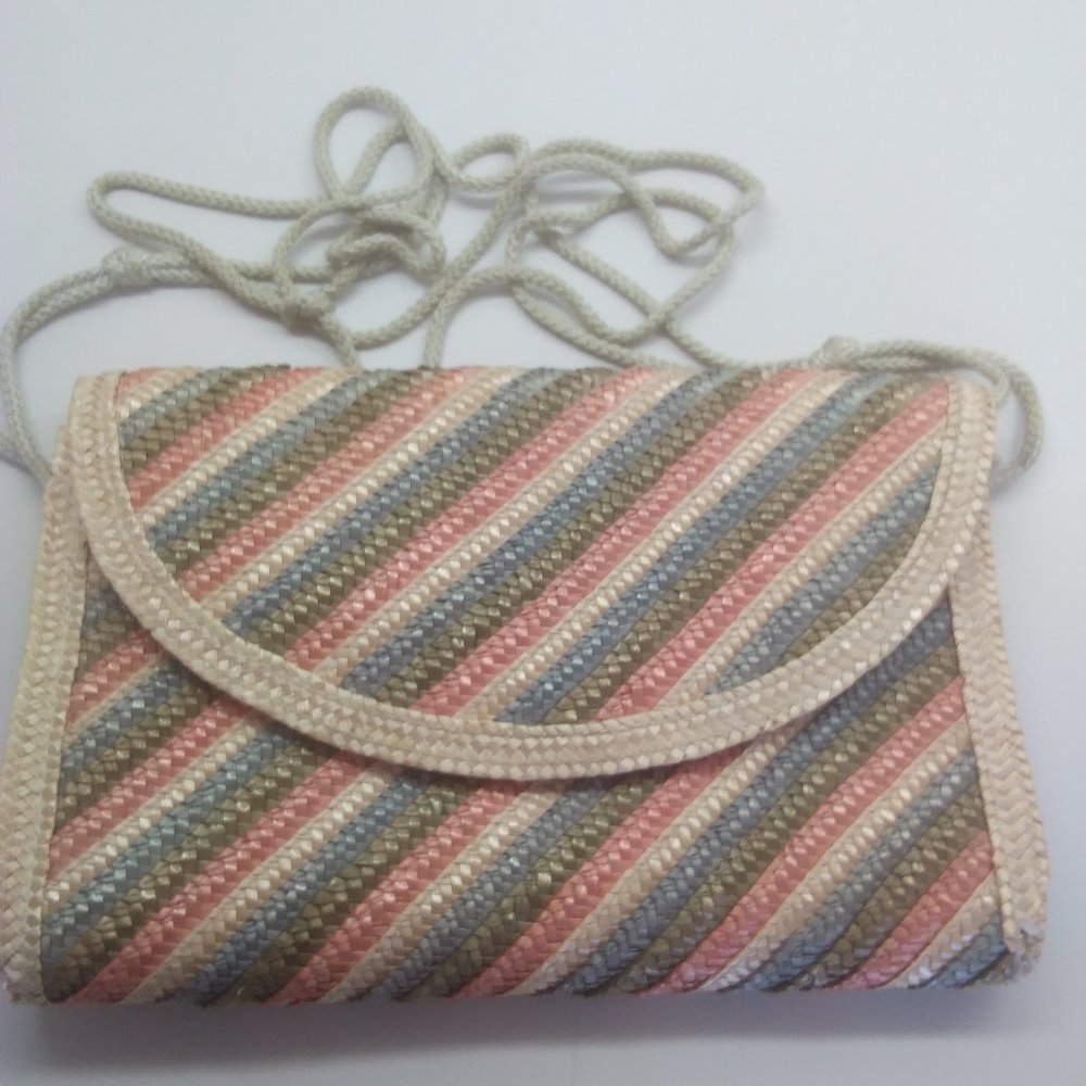 Lesco Multi-Colored Straw Shoulder Bag